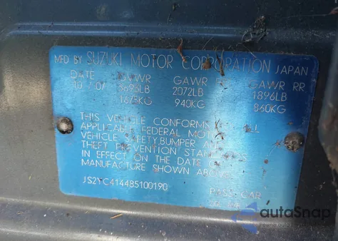 2008 Suzuki Sx4 Sport from USA, damaged, VIN JS2YC414485100190